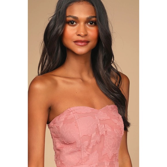 Lulus Garden of Romance Rusty Rose Burnout Maxi Dress Size M - Picture 3 of 11